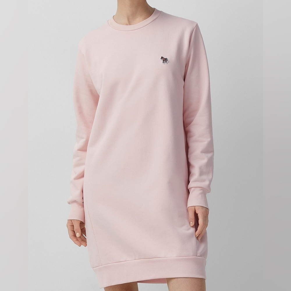 Paul Smith Light Pink Organic Cotton Sweatshirt Dress zebra Size M $230